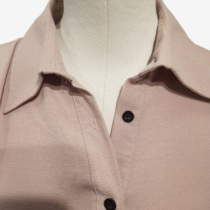 Pointed collar detail of lavender button down dress shirt
