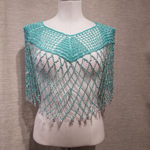 Dressy turquoise green capelet with shimmery beads