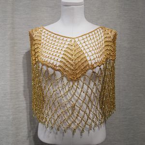 Dressy yellow capelet with shimmery beads