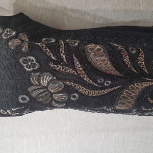 Fancy black tunic top with sequins