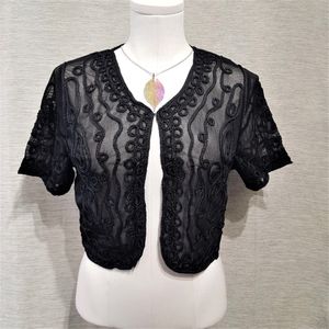 Black net shrug with short sleeves