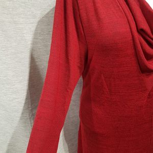 Another view of long sleeve red top