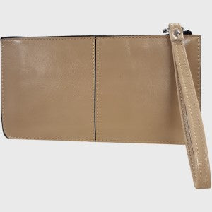 Wallet in beige with wrist strap