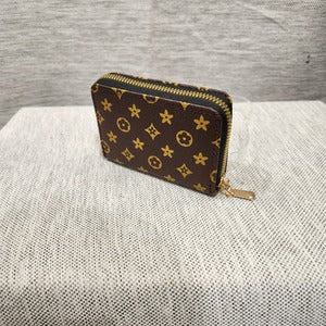 Brown with beige floral print card holder