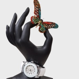 White band bangle watch with round dial