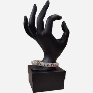 Bangle bracelet with multi-colored stones