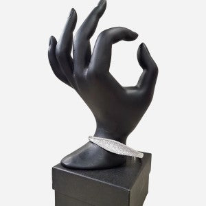 Elegant silver frame bracelet with micro set clear stones