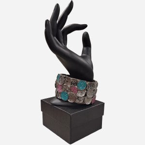 Elastic bracelet in gun metal grey frame