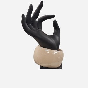 Wide cuff beige bracelet