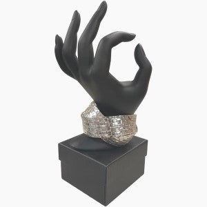 Textured silver color cuff bracelet