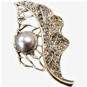 Leaf shaped antique gold brooch