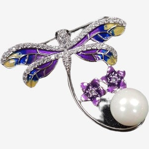 Colorful enameled dragon fly brooch