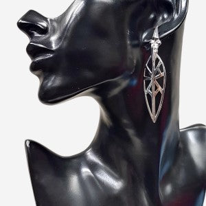 Stylized silver color drop earrings