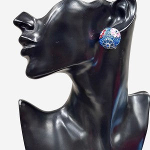 Colorful floral enamel design stud earrings
