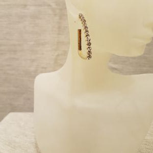 Open hoop style earrings with stones