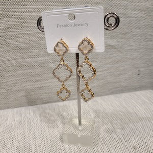 Long dangle clover shaped earrings