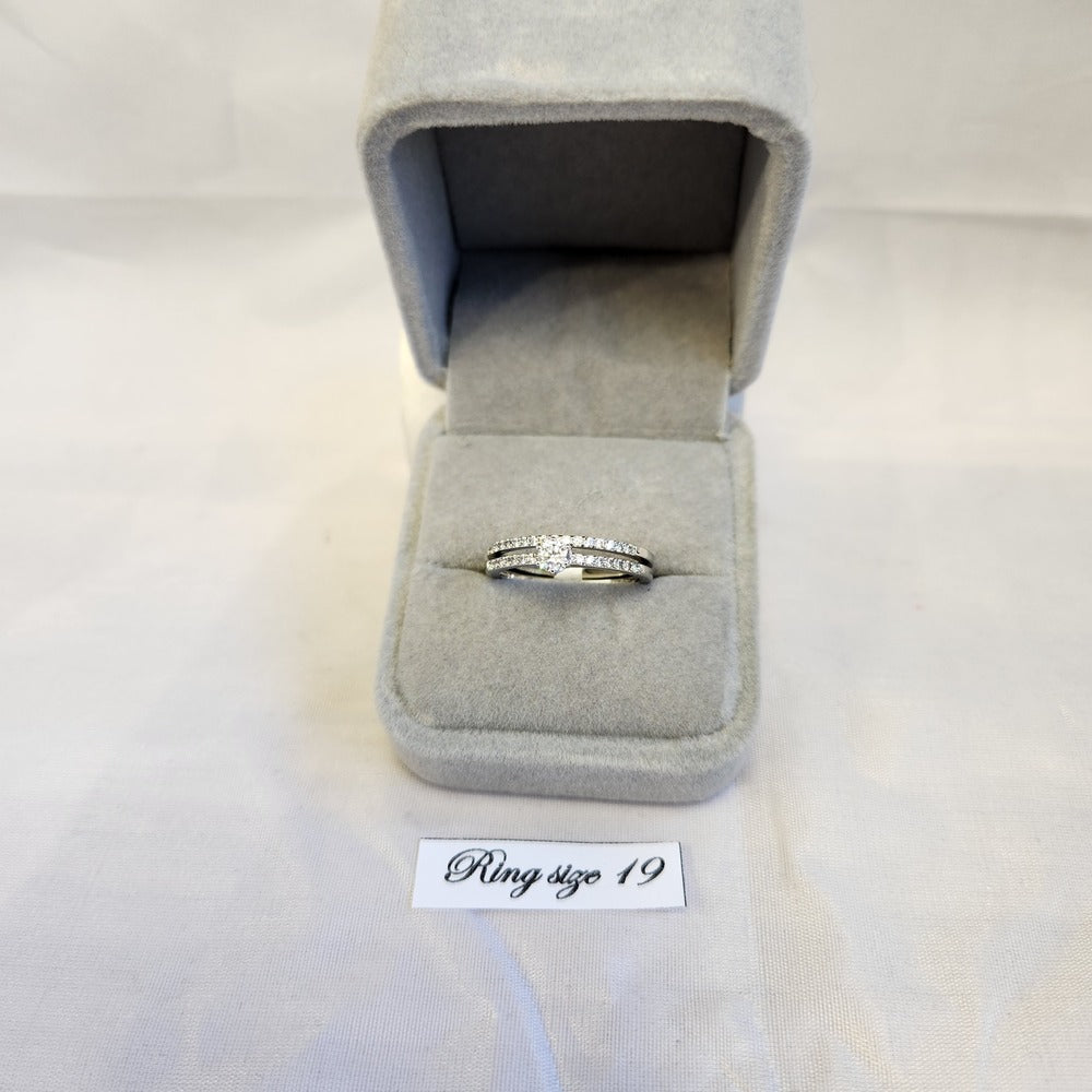 Silver color stackable ring set with delicate set stones