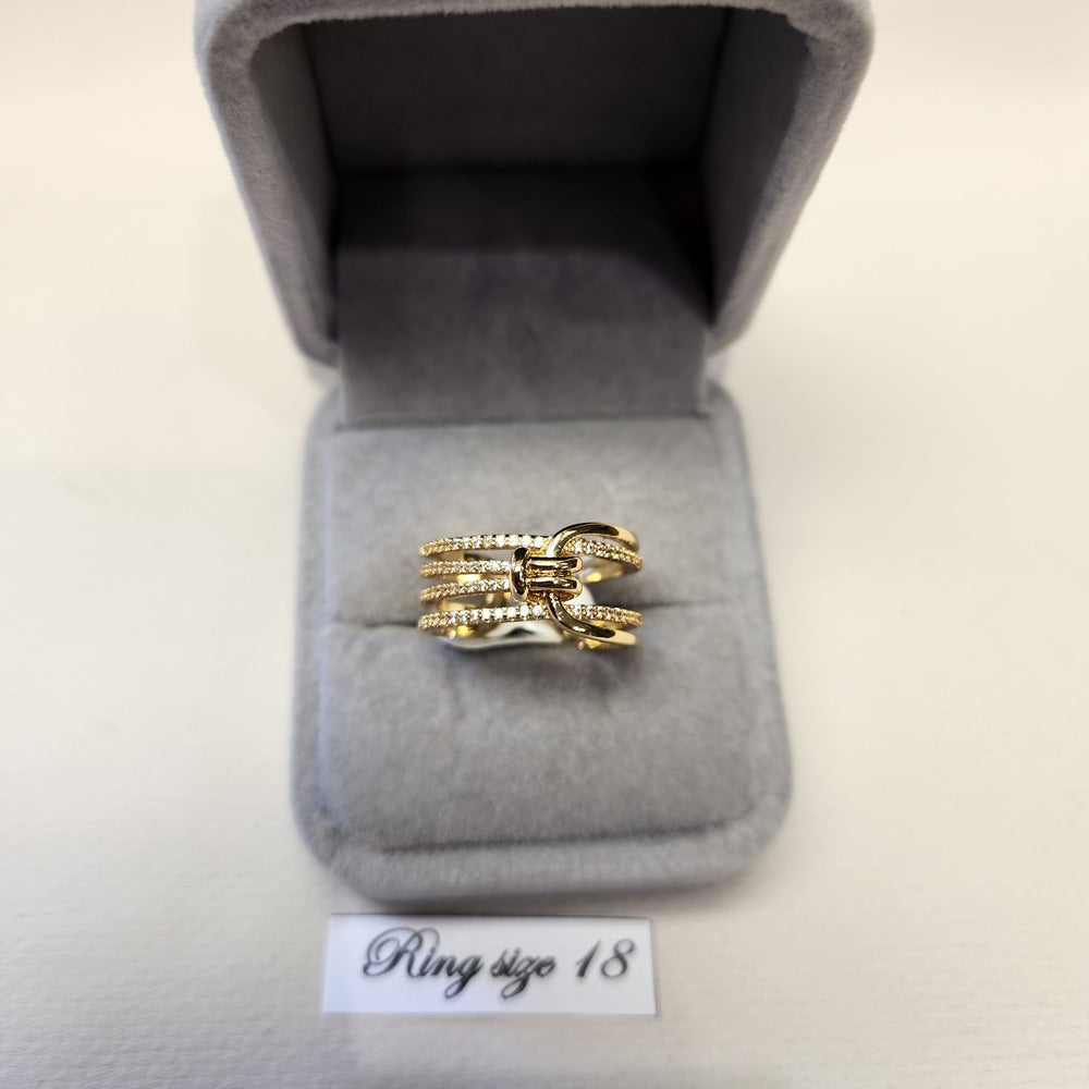 Multi strand modern gold colored ring