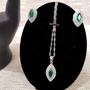 Earrings and necklace of four piece jewelry set