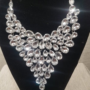 Detailed view of bold stone studded necklace