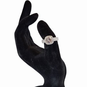 Elegant square face stone studded Sterling silver ring