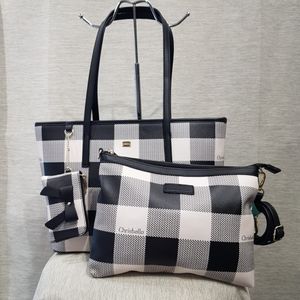 Checkered two-piece handbag in black and white