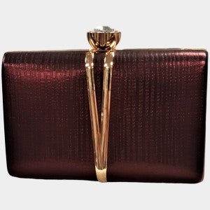 Party purse in burgundy with gold colored frame