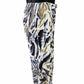 Side view of culottes with white background and camouflage print