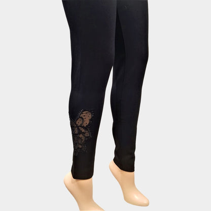 Black leggings with lace and black bead detail on the side