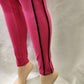 Pink leggings with black piping detail on the side