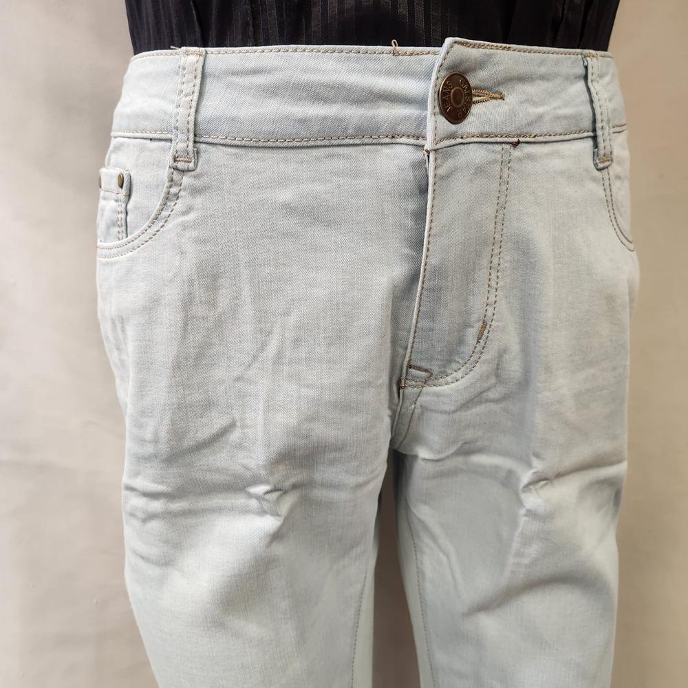 Detailed view of Light blue straight-cut jeans