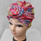 Pink & yellow - Colorful printed flower knot headwrap