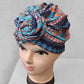 Light & dark blue- Colorful printed flower knot headwrap