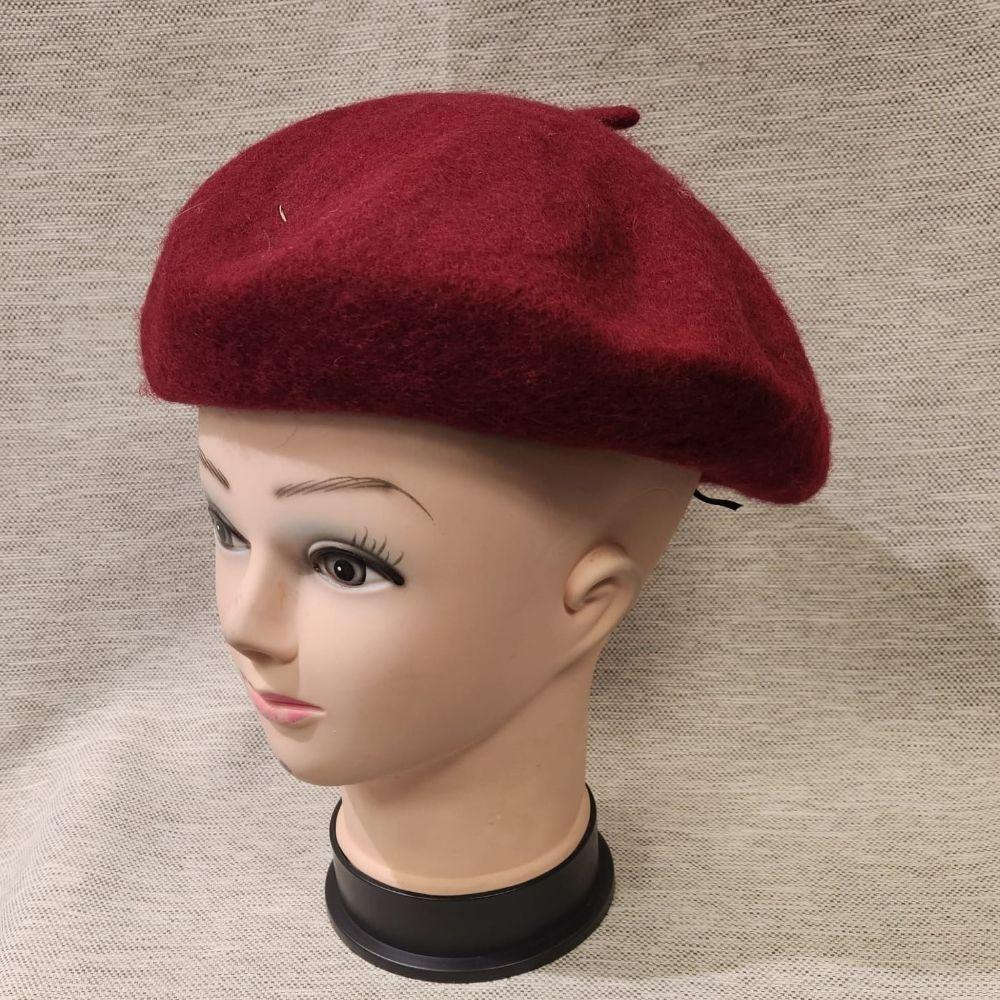 French beret cap in burgundy