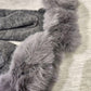 Nother view of Grey winter gloves with fur trim 