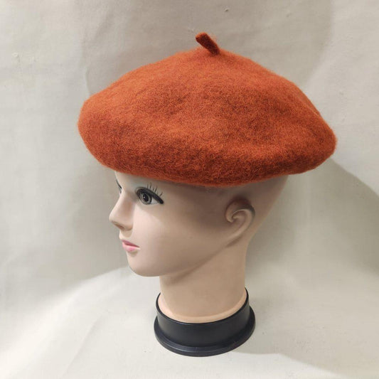French beret cap in rust color