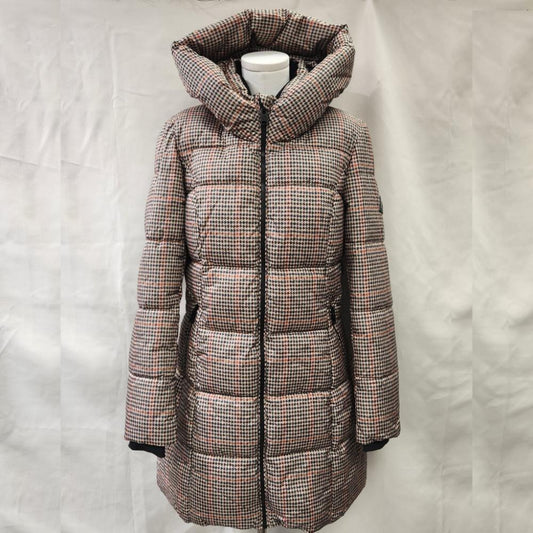 Point zero houndstooth pattern eco-down winter puffer jacket