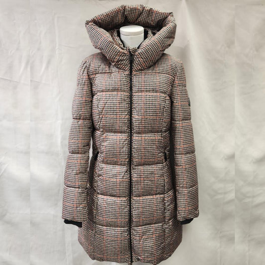 Point zero houndstooth pattern eco-down winter puffer jacket