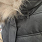 Detachable hood of black winter jacket