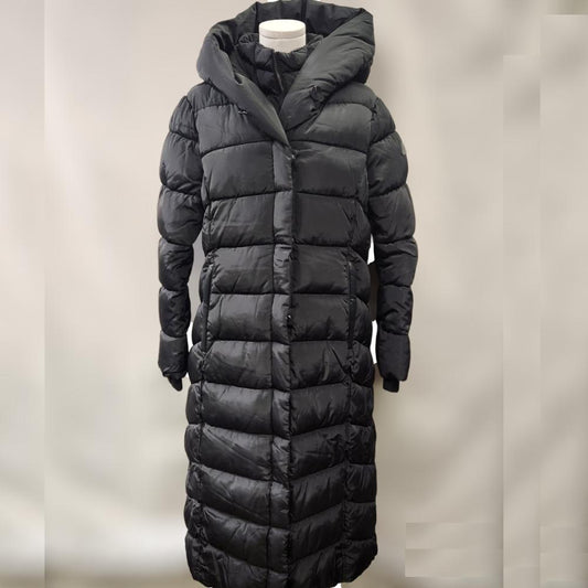 Full front view of Black Point zero eco-down long winter puffer jacket