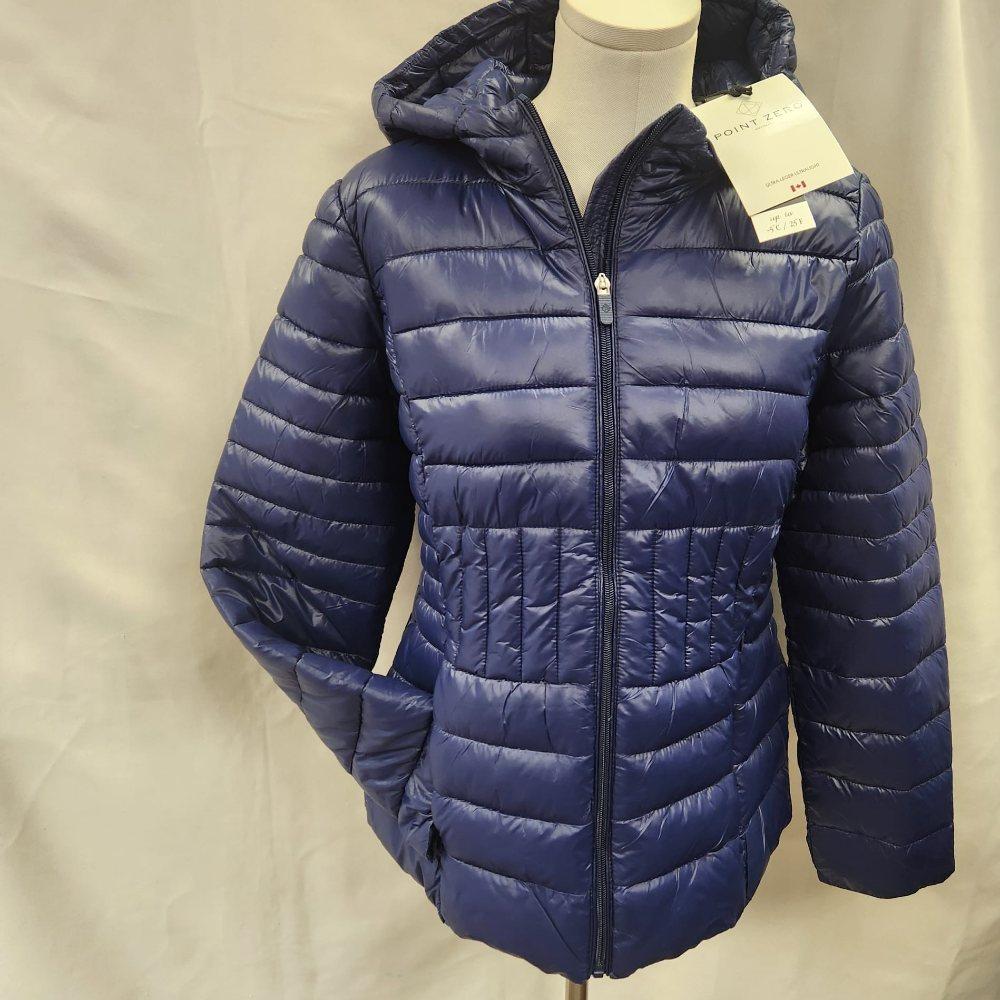 Front view Point zero ultra light weight spring jacket in navy blue color