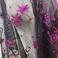 Detailed view of Black scarf with magenta embroidery & sequins