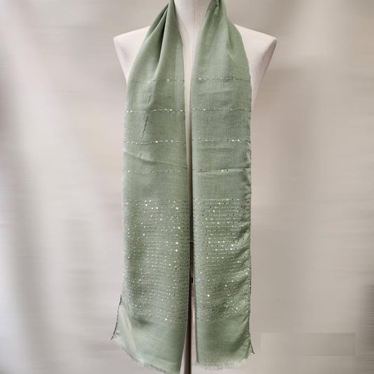 Green summer scarf with light sequence detail