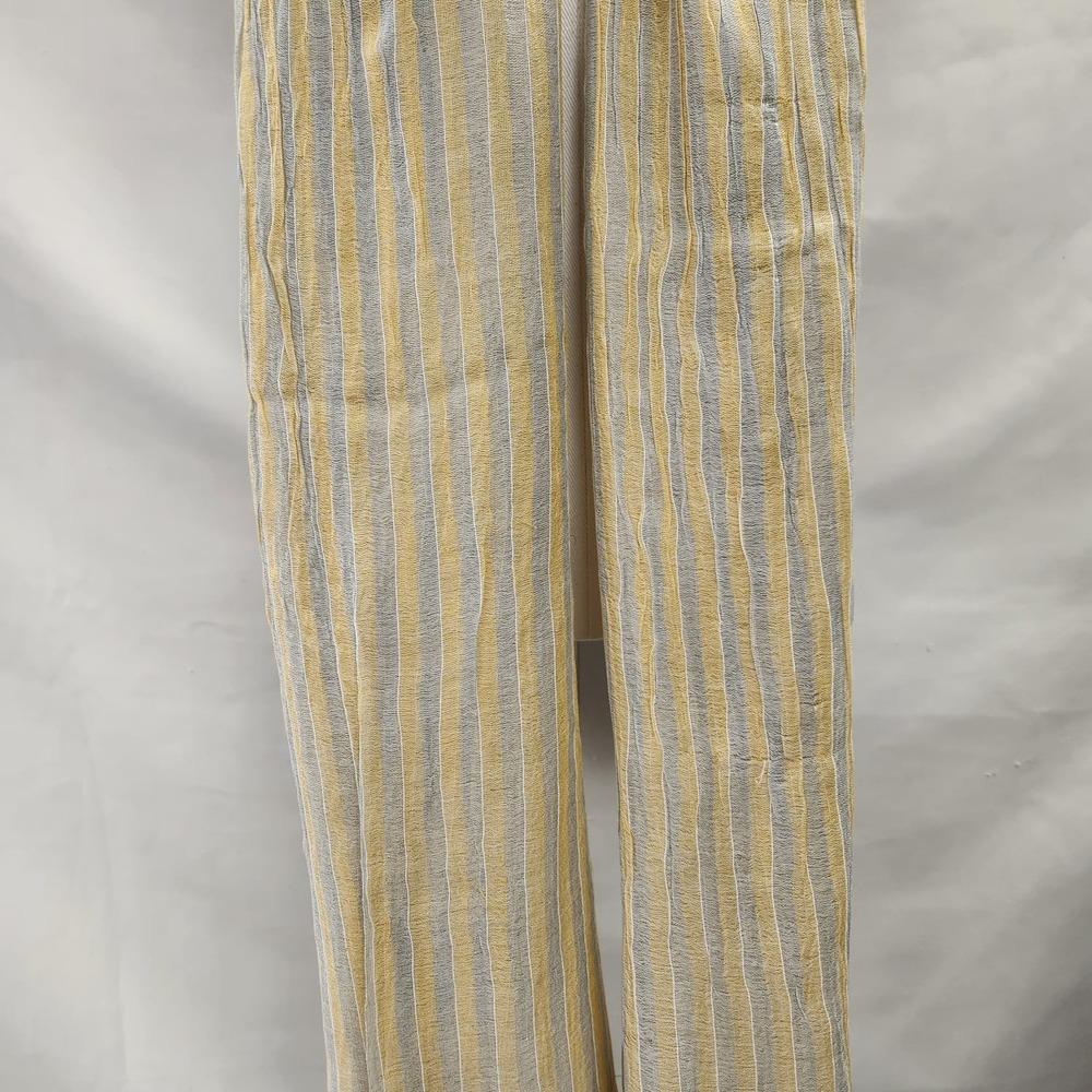 Light summer scarf with gray and dim yellow stripes