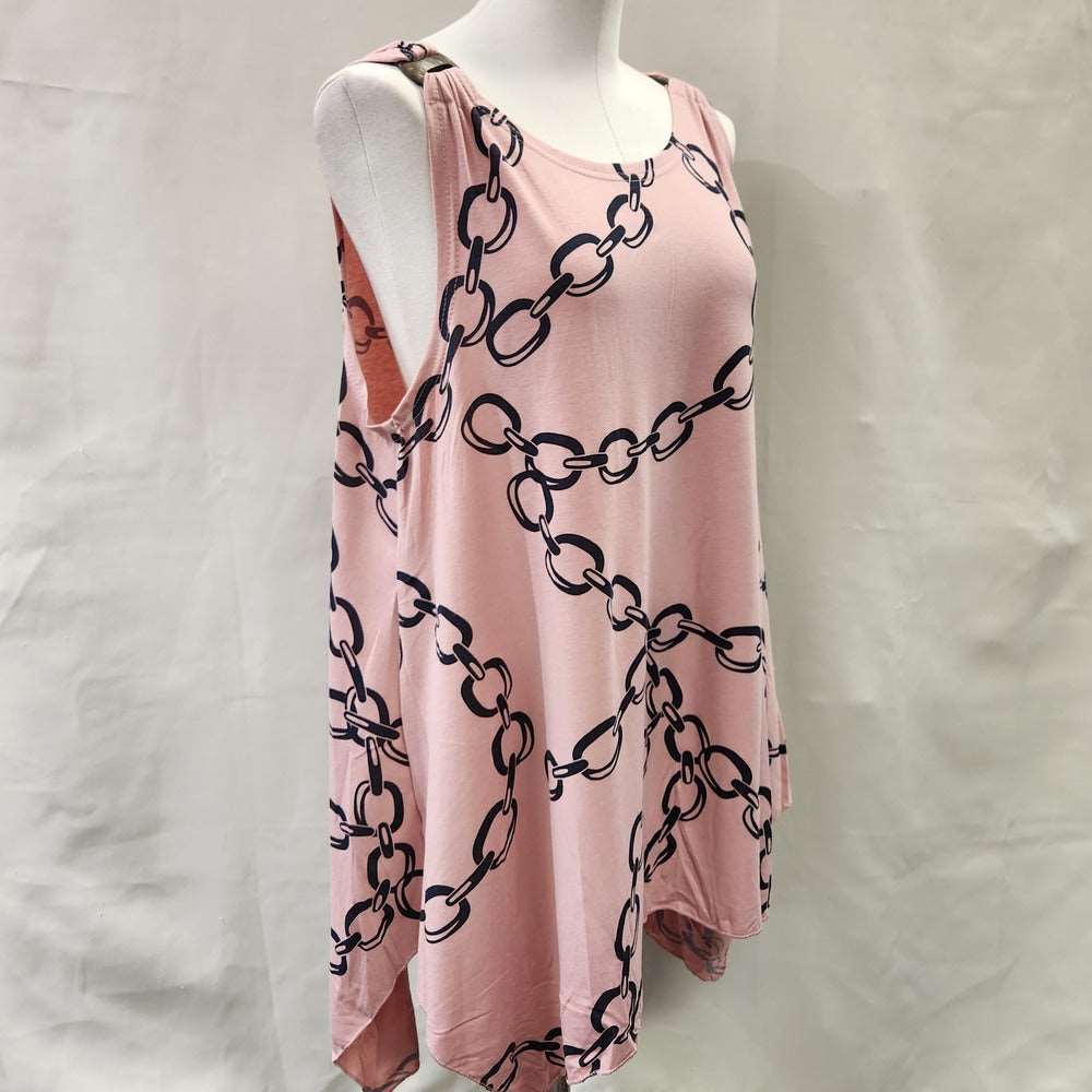 Alternative view of Dusty pink top with link chain print in black