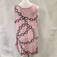 Rear view of Dusty pink top with link chain print in black