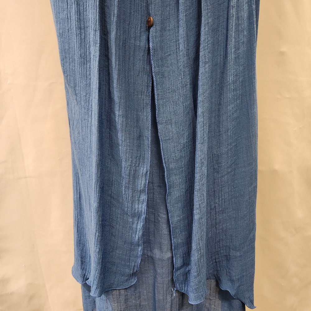 Layered bottom of blue tunic top