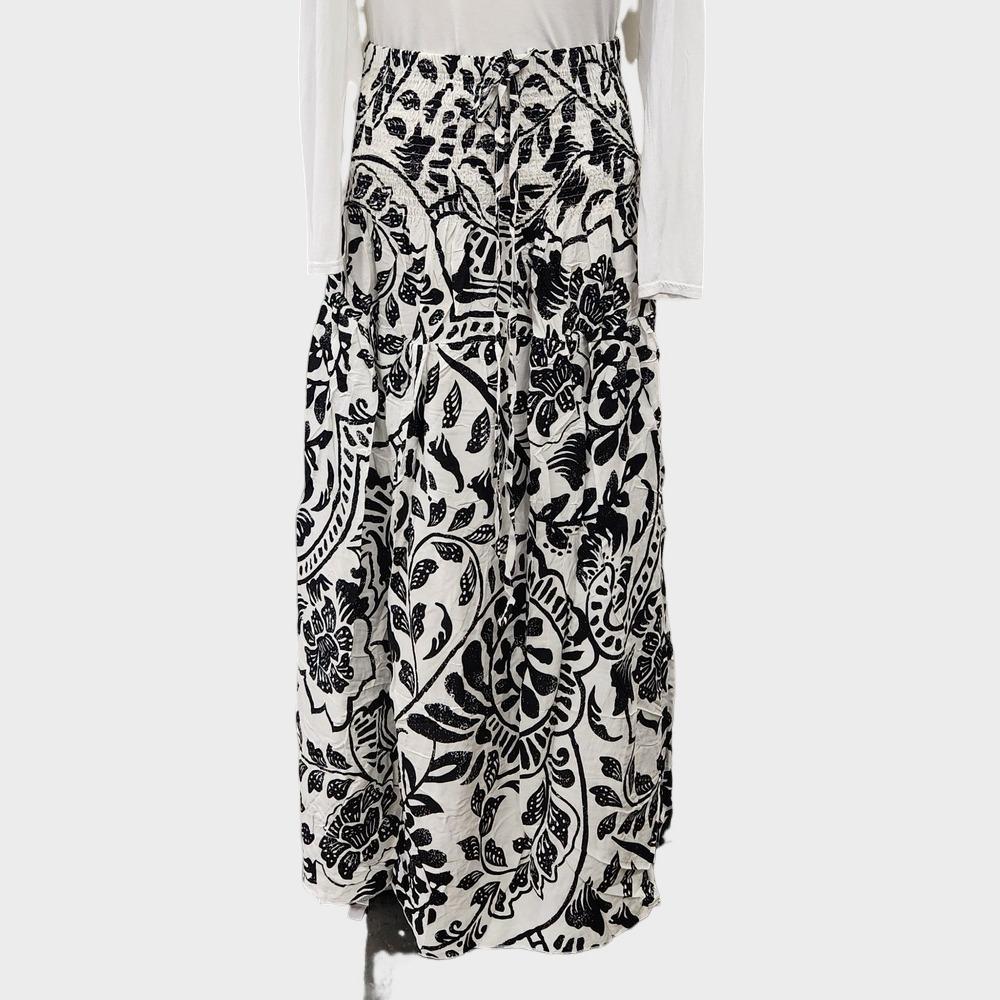 Black and white print dress when worn as skirt