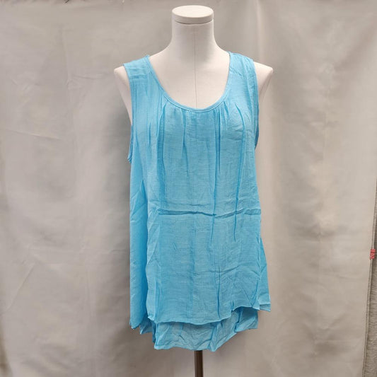 Light turquoise layered sleeveless summer top for women