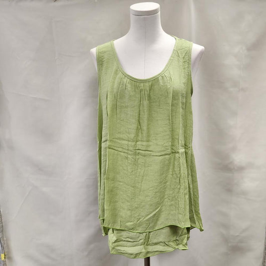 Light green layered sleeveless summer top for women